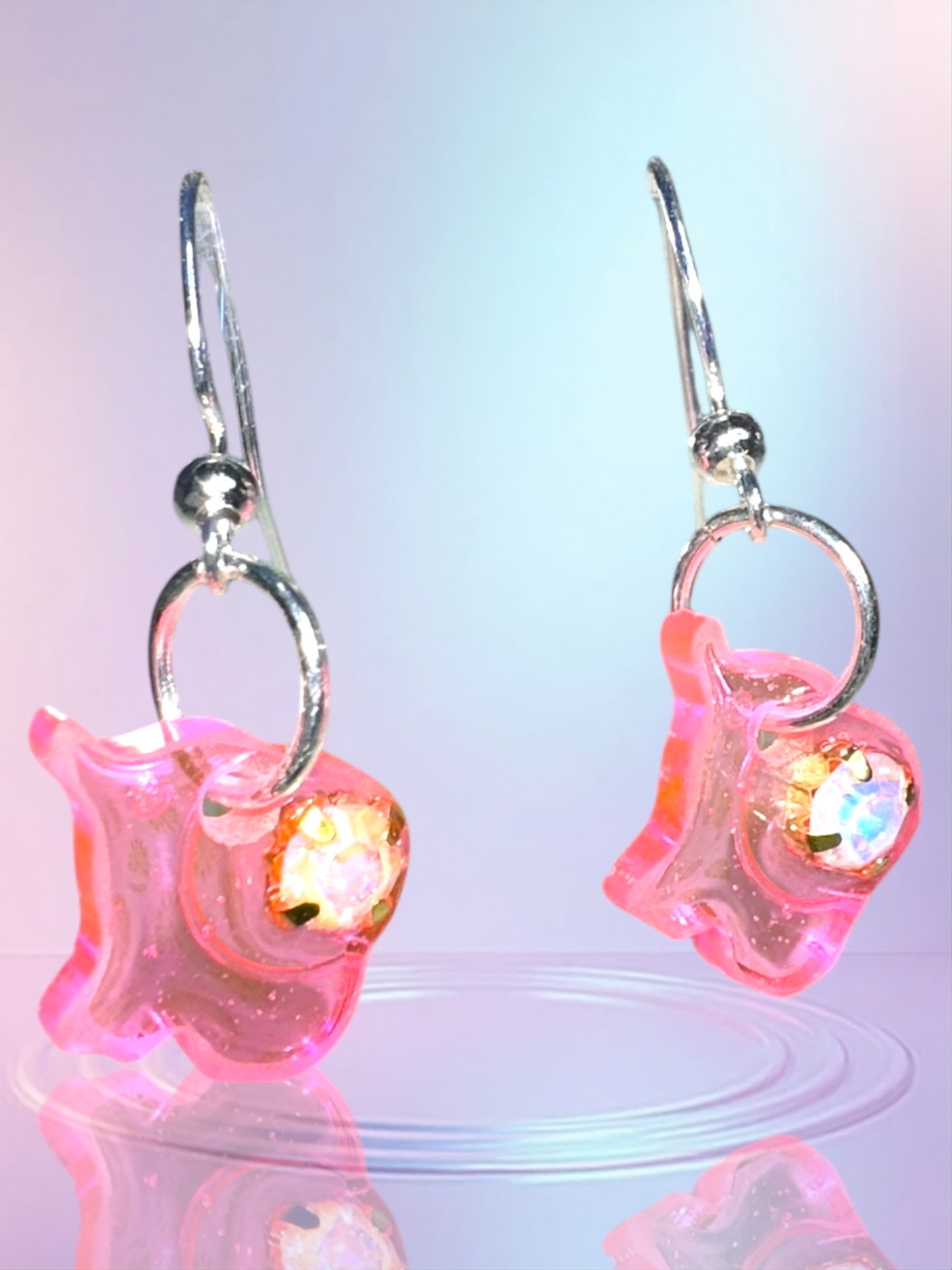 Tiny pink elephant earrings