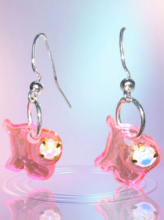 Tiny pink elephant earrings