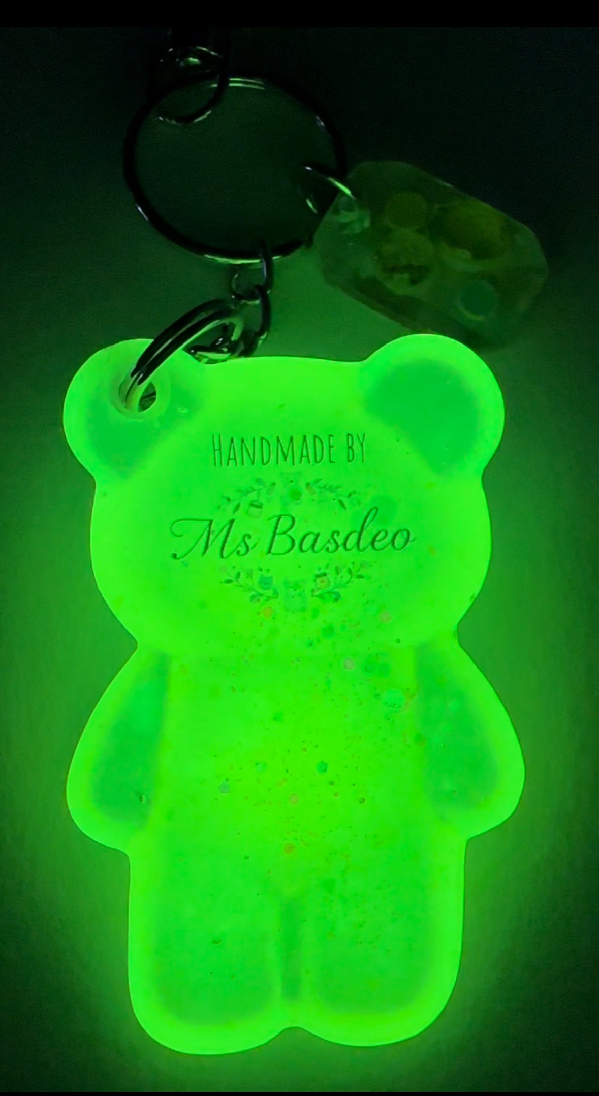 Glow in the dark bear keychain
